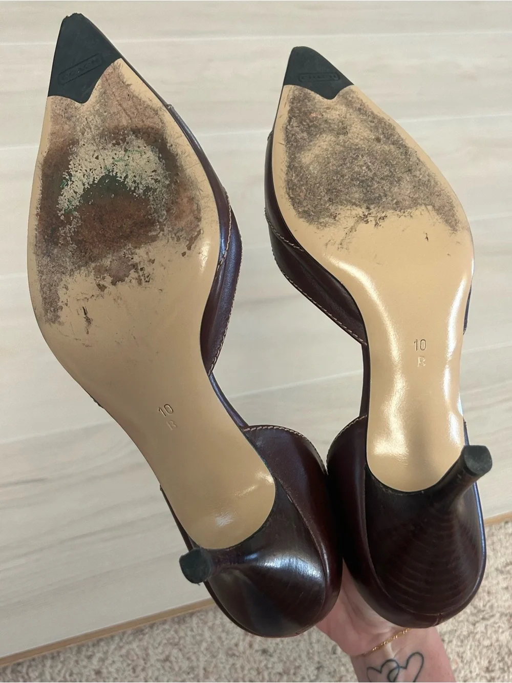 burgundy coach heels
